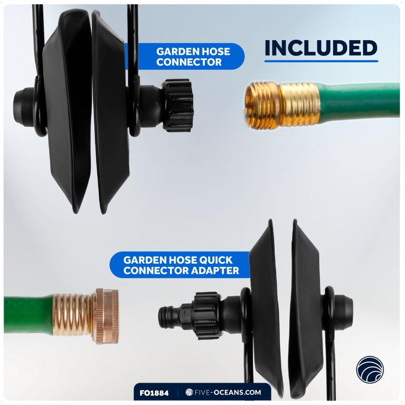 Five Oceans Outboard Motor Muffs, Universal Outboard Motor Flusher, Black PVC Marine Grade Rectangular Muffs, Coated Steel Bracket, Includes Garden Hose Connector and Quick Connect Adapter - FO1884 - Image 5